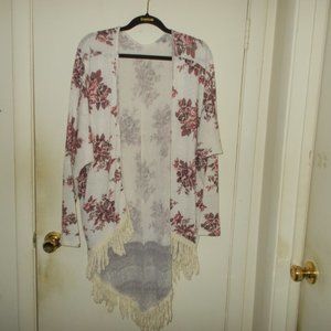 Charlotte Russe Floral Duster/Cardigan Multi Color Size Medium